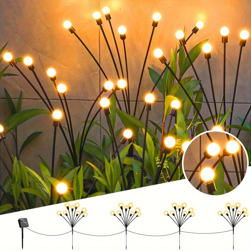 4 paquetes de luces solares para jardín con 32 LED, luces de suelo tipo luciérnaga, IPX4, decorativas exteriores, luces LED en forma de bolas para jardín, iluminación para fiestas navideñas y celebraciones del Día de la Independencia, decora tu jardín