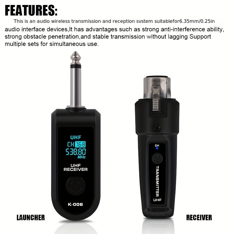 Sistema de Transceptor sin varillas NXG - Compatible con XLR, Comunicación Bidireccional, Recargable USB-C, Alcance Largo hasta 30m/100ft, para Estudio en Casa, Karaoke en Vivo, Podcasts, Conciertos - Compatible con Micrófonos Condensador/Dinámicos (Opci