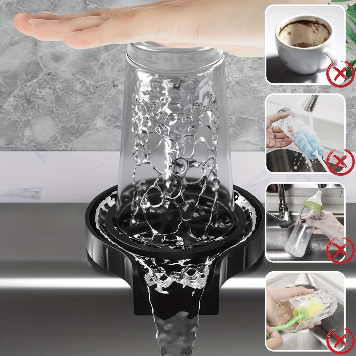 Lavaplatos de cocina fácil de instalar - Diseño de múltiples boquillas y alta presión para limpieza rápida de biberones y utensilios de bar, material ABS duradero