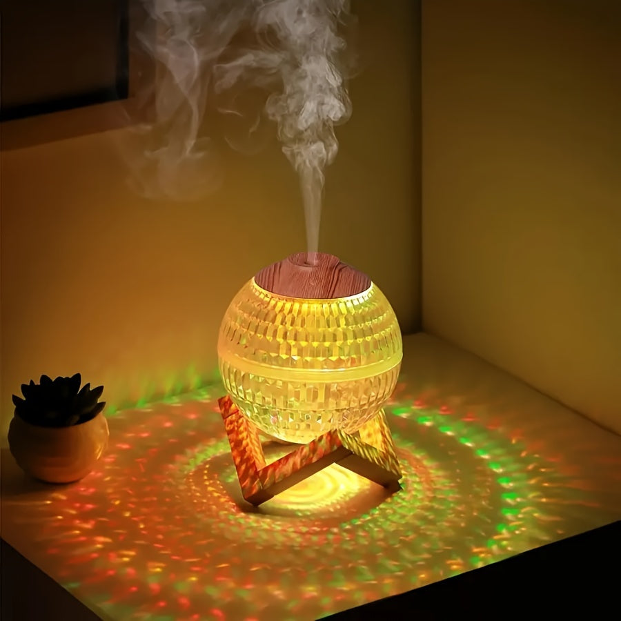 Humidificador de lujo con cristales de colores y conexión USB, capacidad de 350 ml - Purificador de aire con niebla nano silencioso, ideal para ambiente romántico e hidratación, sin batería incluida