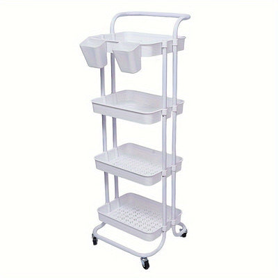 Carrito organizador rodante de 3 o 4 niveles con ruedas, estructura resistente de plástico y metal, acabado negro, organizador móvil para cocina, baño o lavandería, carrito multiusos que ahorra espacio, solución de almacenamiento elegante, contenedores d
