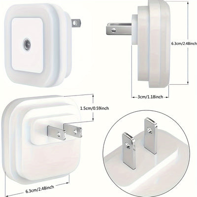 4pcs Luces Nocturnas LED con Sensor Automático de Crepúsculo a Amanecer, Control Táctil, Luz Nocturna de Plástico para Montaje en Pared para Pasillo, Dormitorio, Cocina, Escalera - Enchufe US 110V-127V, No Requiere Batería, Luces para Habitación