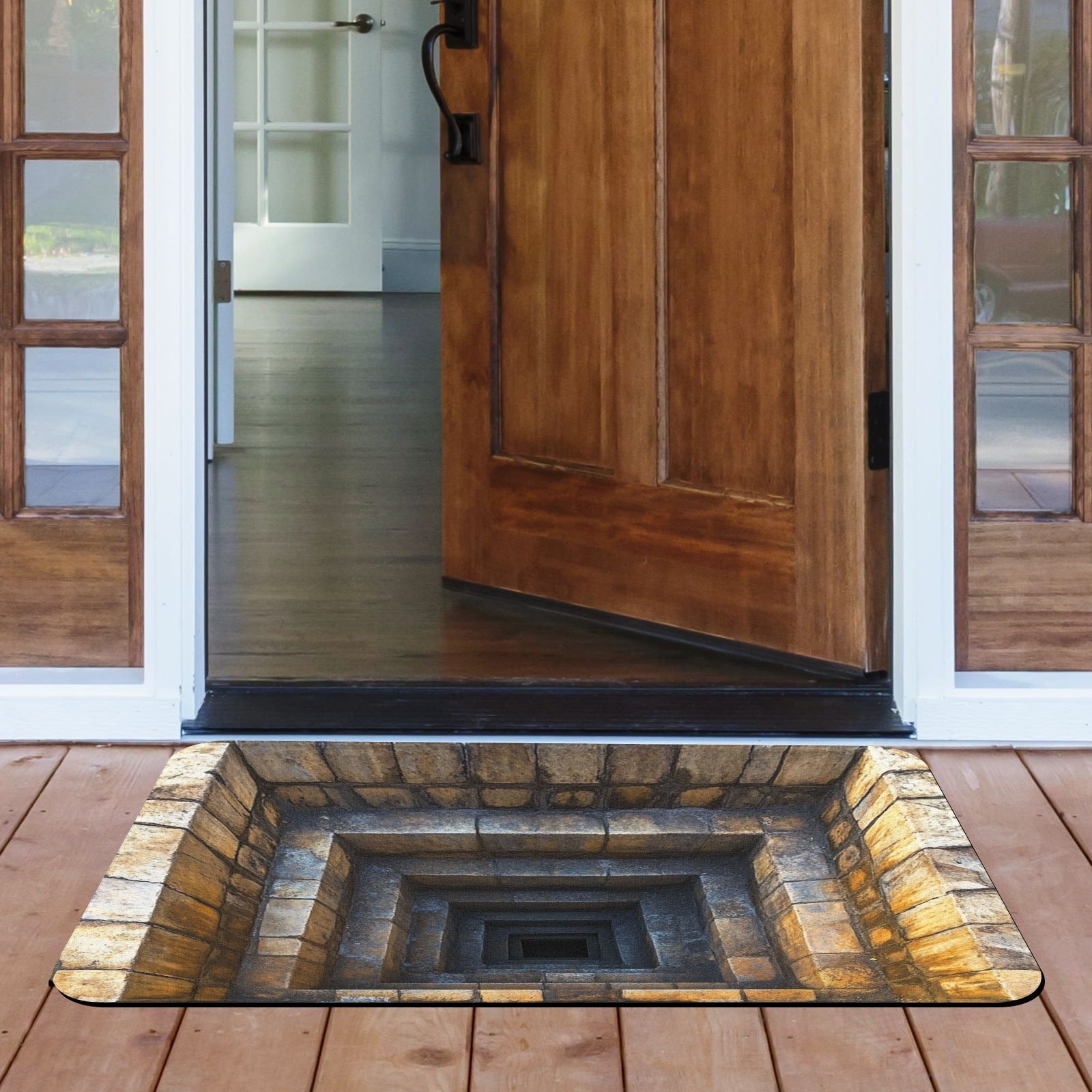 Alfombrilla de Entrada con Ilusión Óptica 3D - Base Antideslizante de Goma, Duradera 100% Poliéster para Interior/Exterior con Diseño de Ilusión, Solo Lavado a Mano para Puerta Principal, Recibidor, Dormitorio, Sala de Lavandería, Decoración del Hogar, P