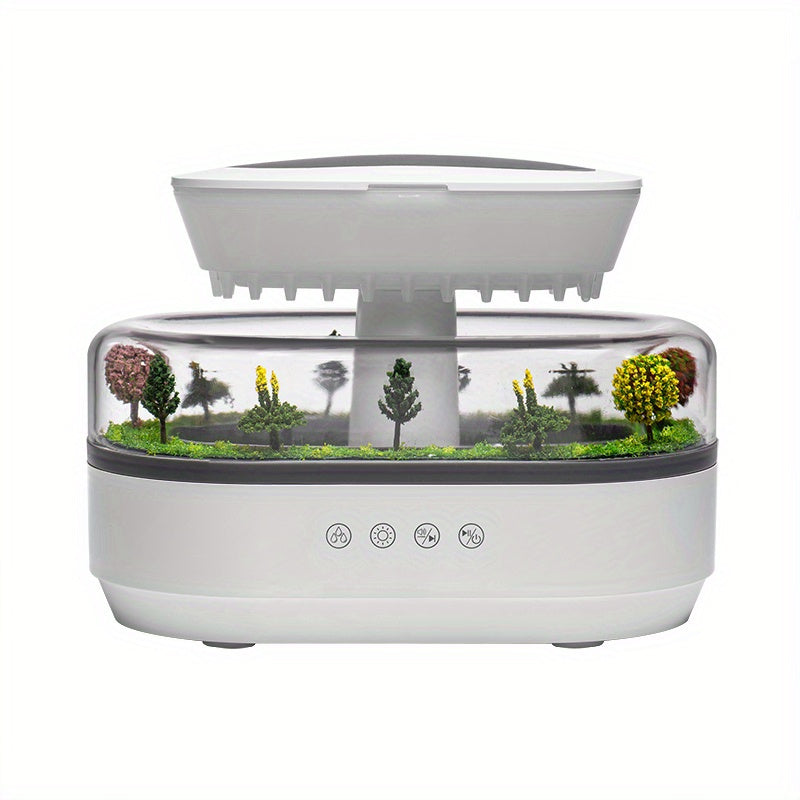 Difusor de aromas con diseño de paisaje forestal, luz nocturna de 7 colores y sonido blanco natural – Humidificador de aceites esenciales relajante para dormitorio y oficina, material ABS, niebla fría, enchufe estadounidense, difusor de aromas y humidifi