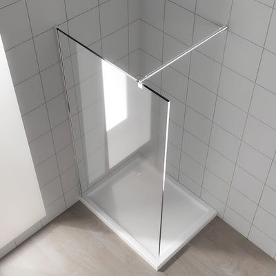 Soporte ajustable de ducha de aluminio, 27,6" a 47,2" - Ideal para paneles de vidrio de 5/16" a 3/8" de grosor, montado en pared con acabado plateado pulido, perfecto para encierros de ducha sin marco, soporte de ducha sin marco | Acabado metálico elegan
