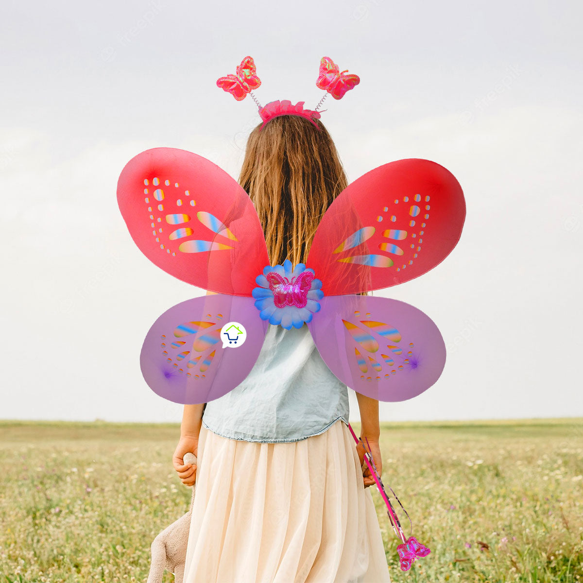 Disfraz De Mariposa Hada Alas Diadema Varita Halloween OF491