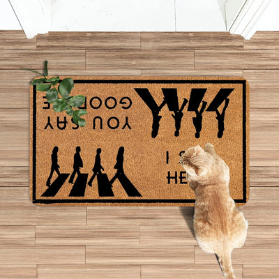 [Tapete de Bienvenida con Respaldo] Tapete de Bienvenida de Poliéster con Respaldo Antideslizante de PVC - Lavable a Mano, 'Yo Digo Hola Tú Dices Adiós' Alfombra de Entrada - Alfombra Rectangular para Interiores/Exteriores para Hogar, Jardín y Espacios d
