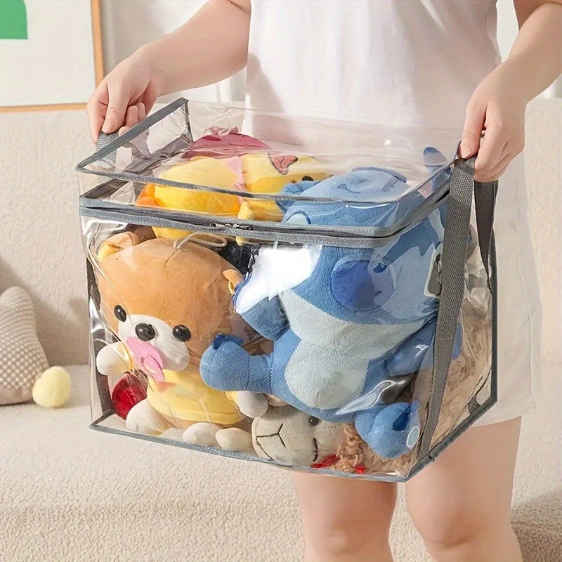 Bolsa de almacenamiento transparente y minimalista para juguetes con cierre de cremallera - ideal para guarderías, salas, dormitorios y habitaciones ordenadas | Caja portátil para guardar juguetes