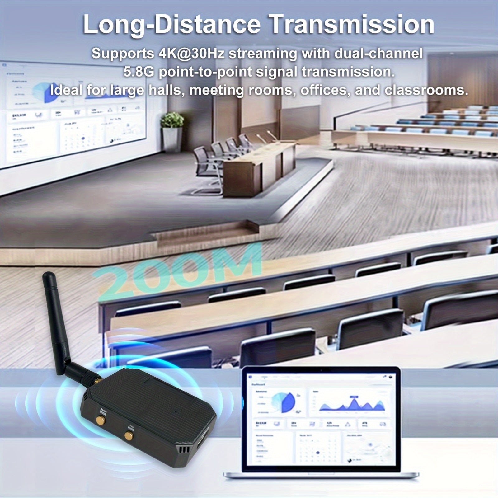 Kit de transmisión HD inalámbrico MTR2 - Extensor de HDTV 1080p con Touchback y control de ratón y teclado, proyección a 200 metros para portátiles/ordenadores a televisores/monitores/proyectores, compatible con PS5, Xbox, Switch, Steam Deck y dispositiv