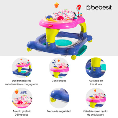 CAMINADOR MULTIACTIVIDAD 3EN1 7102 - ROSADO BEBESIT