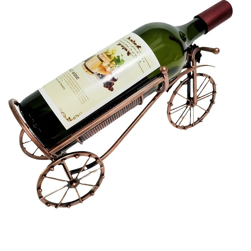 1pieza Estante de vino de metal vintage con soporte de vidrio, acabado lacado, gran capacidad de 5.0L Diseño de carruaje Gabinete de vino para exhibición de sala de estar