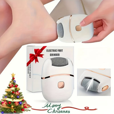 Exfoliador de pies recargable por USB, kit portátil con almohadillas de reemplazo para eliminar piel áspera y suavizar pies agrietados y secos, ideal para regalo, color beige claro