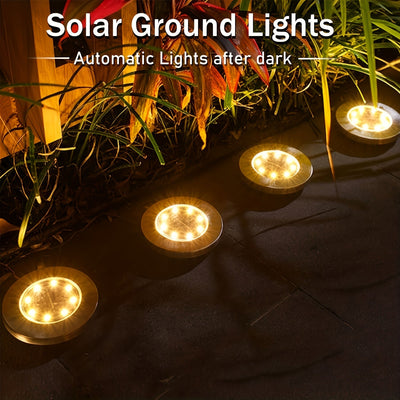 12 piezas de Luces Solares Inteligentes para Suelo, Luces Solares Exteriores para Pasos, 8/4 piezas de Luces para Caminos, Detección Inteligente de Luz, ideales para crear ambiente en escaleras, jardines, fiestas, bodas y regalos de cumpleaños, Luz Cálid