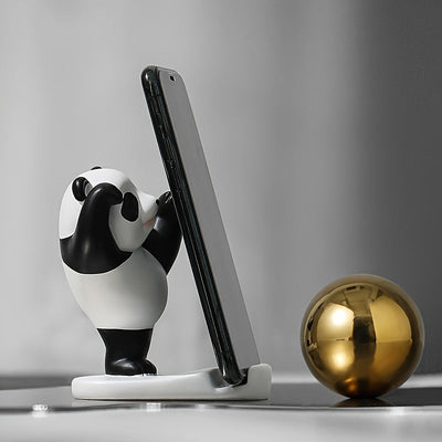 1pc Adorable Soporte para Teléfono y Tableta de Panda - ABS Impermeable, Figuras de Panda en Estilo Dibujos Animados en Blanco y Negro para Decoración de Escritorio, Ideal para Uso en Casa y Oficina, Regalo Perfecto para Amantes de la Tecnología