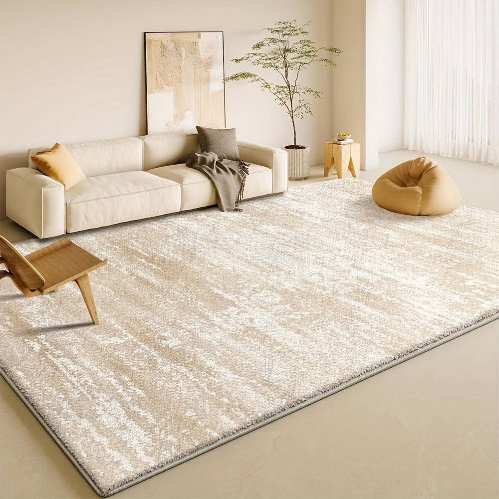 Alfombra de área minimalista moderna en terciopelo - Suave, mullida, antideslizante, lavable a máquina, diseño floral bohemio, color beige claro, perfecta para sala, dormitorio u oficina, forma rectangular, liviana y elegante, alfombras para sala