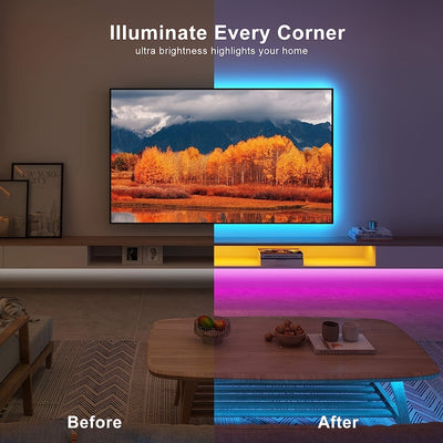 Tira de luces LED RGB con alimentación USB para decoración de habitación - Control de 3 botones, luz trasera para TV con cambio de color, longitudes de 1 a 40 m