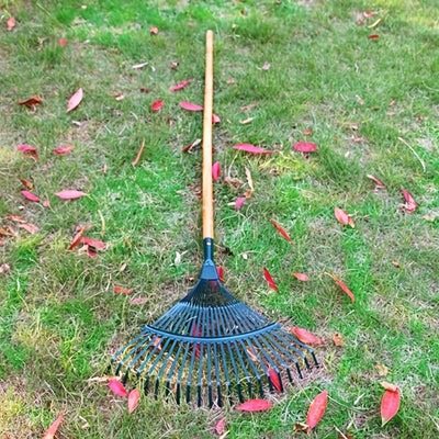 Rastrillo de Abanico Premium Mejorado 42.01 cm - 22 Púas de Acero Duradero con S-Púas para Eliminar Hojas y Musgo en Jardín, Césped y Patio