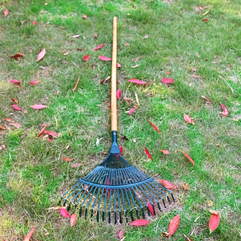 Rastrillo de Abanico Premium Mejorado 42.01 cm - 22 Púas de Acero Duradero con S-Púas para Eliminar Hojas y Musgo en Jardín, Césped y Patio