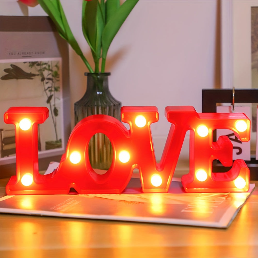1pc Luz Nocturna con Forma de Amor y Letras, Luz Decorativa de Escritura para Escritorio, Luz Decorativa para Decoración de Bodas, Accesorios para Propuestas, Luz Decorativa de Pared, Adecuada como Regalo para San Valentín, Acción de Gracias, Seres Queri