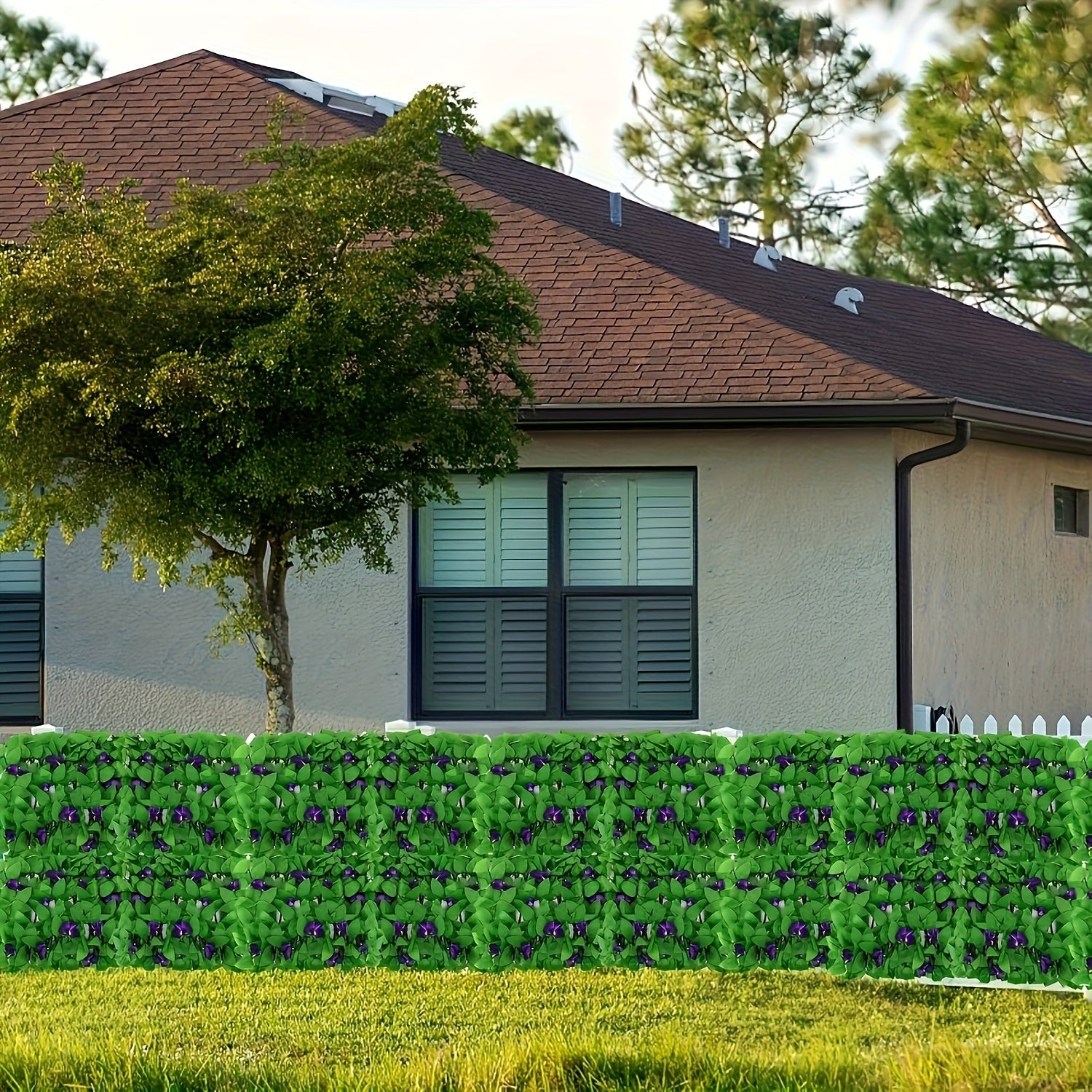 Cerco de privacidad artificial expandible con hiedra y orquídeas, diseño realista de follaje y flores, cerca de plástico resistente para jardín exterior, decoración de bodas, patio y jardín, sin necesidad de electricidad, fácil instalación, cerco decorat
