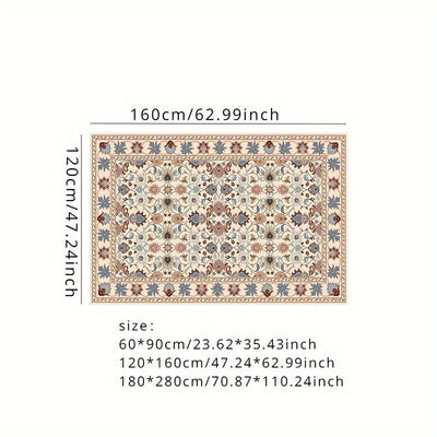 Alfombra de Estilo Étnico Persa Retro para Interior, con Diseño Antiguo y Desgastado, Plegable y Ligera para Cocina, Sala de Estar, Dormitorio y Comedor al Estilo Europeo