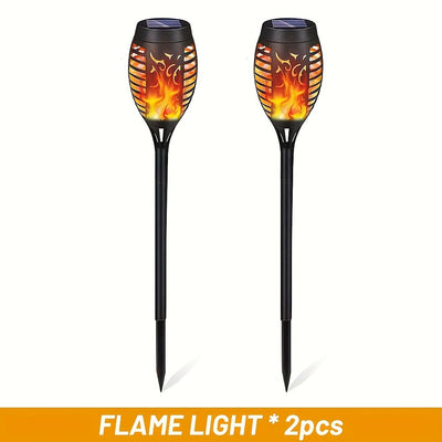 2/4 piezas de luces solares LED con efecto de llama, luces decorativas para exteriores, ideales para jardines, césped, caminos, fiestas, camping y festivales