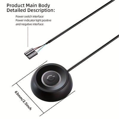 TEUCER X3 luz LED de computadora de escritorio conmutador de alimentación, con cable de 1,8M para extensión de botón de alimentación externa para placa base de PC.