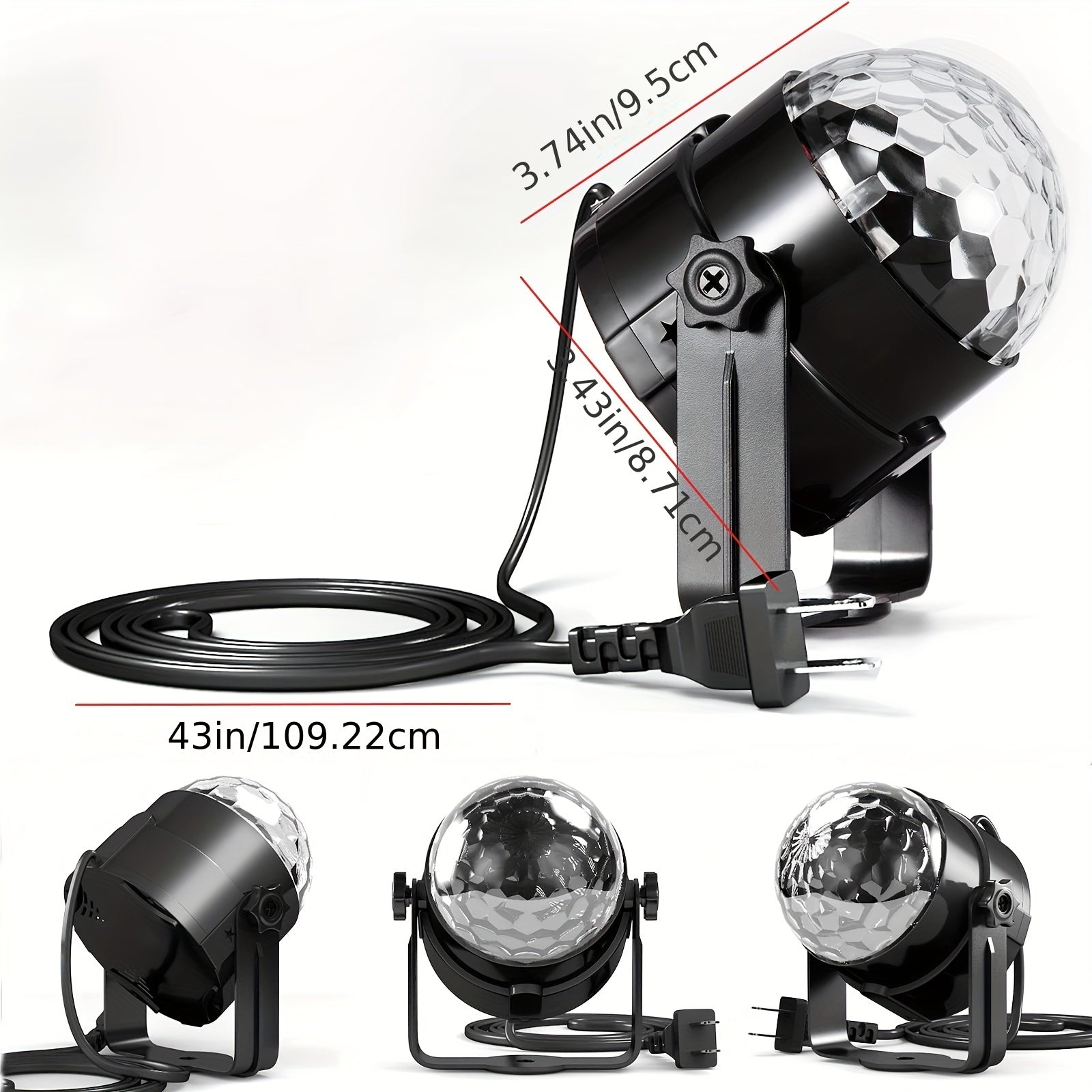Luces de DJ de bola de discoteca, luces de fiesta activadas por sonido RGB Lámpara estroboscópica giratoria de escenario con control remoto inalámbrico para graduación, cumpleaños de niños, boda, zumba, decoraciones de verano, bar