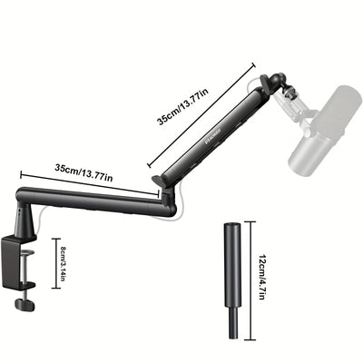 Soporte de Micrófono Ajustable para Escritorio Aokeo AK-55 con Almacenamiento de Cables - Construcción en Aleación Resistente, Negro, Compatible con Blue Yeti, Snowball iCE, HyperX QuadCast, SoloCast, Elgato Wave y Accesorios de Estudio | Base Profesiona