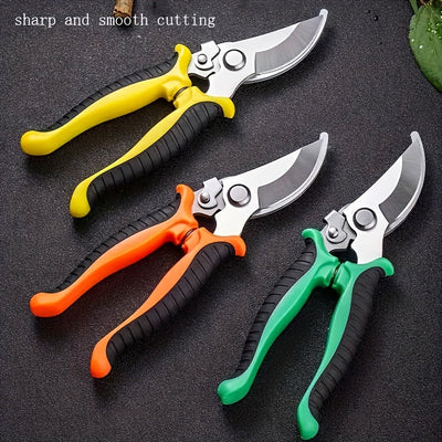 1pc Tijeras de Podar de Jardín Ergonómicas de Acero Inoxidable – Corte Afilado y Suave, Mango de Agarre Cómodo, Herramienta de Recorte Multifuncional para Jardinería (Amarillo/Naranja/Verde), Herramienta de Podar para Jardín | Herramientas de Jardín Ergo