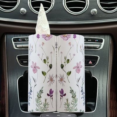 Porta pañuelos de papel para coche con estampado floral - Caja de pañuelos de viaje para el portavasos del coche, adecuado para mesas de hogar