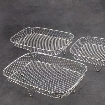 Conjunto de 3 piezas de Accesorios para Freidora de Aire de Acero Inoxidable 304, Rejilla para Microondas, Rejilla de Acero Inoxidable para Freidora de Aire Multifuncional Rectangular, Adecuada para la Mayoría de las Freidoras de Aire, Rejilla para Freid