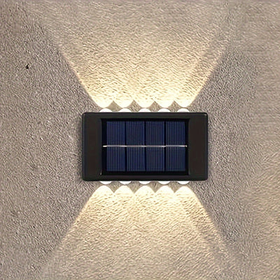 Luces de Pared Exteriores con Energía Solar y 10 LED, Iluminación Decorativa Impermeable para Jardín y Villa con Sensor de Movimiento, Iluminación Arriba/Abajo, Batería de 600mAh, Construcción Plástica para Patio y Jardín, Luces Solares para Exterior