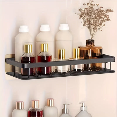 1 unidad/2 unidades, estante de plástico para pared sin taladro, gran capacidad, ideal para baño y cocina, ahorra espacio, fácil de instalar, para artículos de tocador, cosméticos y objetos varios