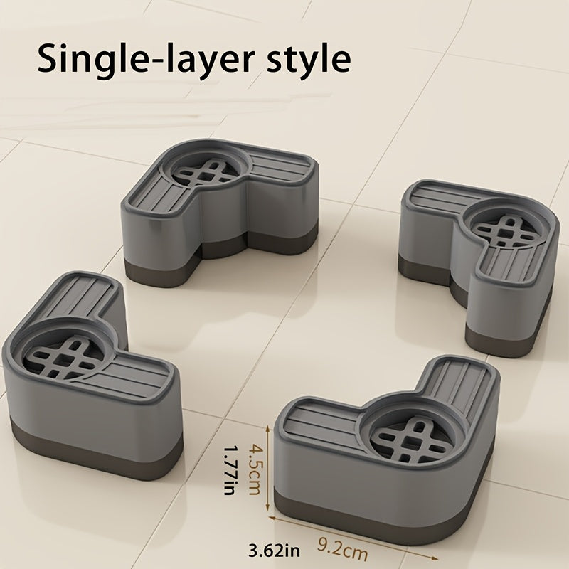 Cuatro almohadillas amortiguadoras para lavadoras, bases para lavadoras y secadoras, reducción de ruido, protección del suelo en la lavandería, antideslizantes y absorbentes de impactos, compatibles con todas las máquinas