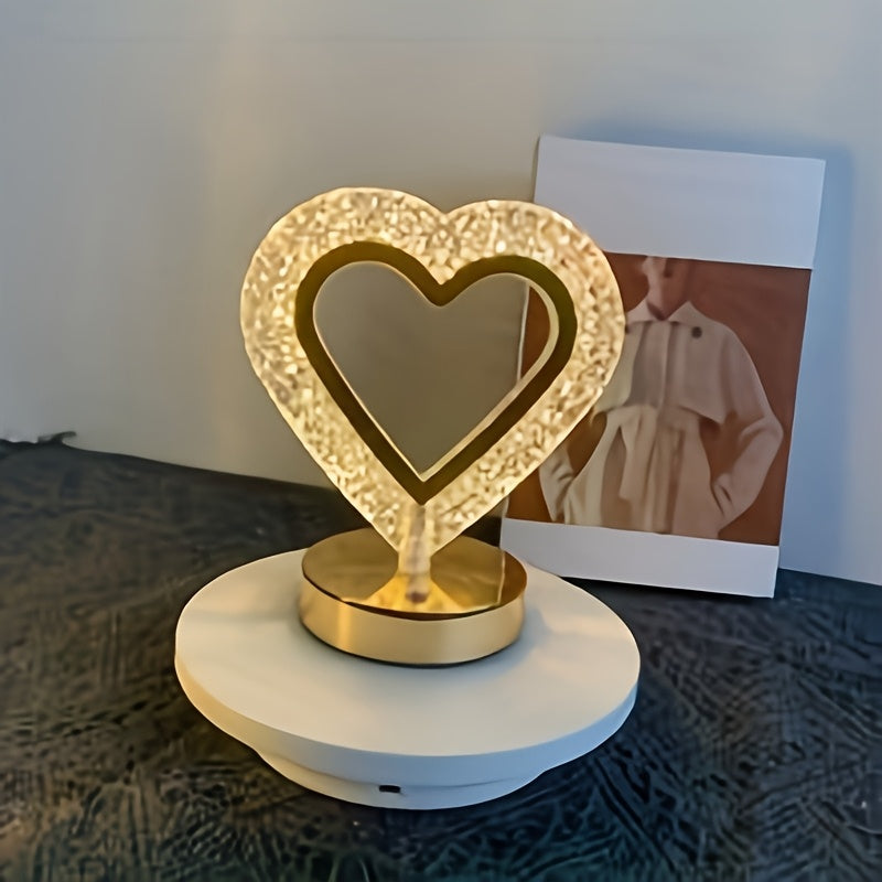 1 pieza de lámpara de mesa moderna con forma de corazón, con sensor de tacto, 3 colores ajustables y regulables, recargable por USB, luz nocturna con batería para dormitorio, estudio, sala de estar, decoración de escritorio, luz nocturna para dormitorio.