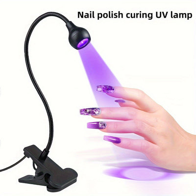 1 pieza, secador de uñas LED con clip, mini lámpara de gel USB con cuello de ganso ajustable y clip, sin alcohol, para manicura DIY, uso interior, decoración del hogar, accesorio de escritorio, regalo perfecto de Navidad, lámpara de secador de uñas, herr