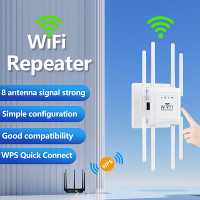 Un amplificador de señal adecuado para uso doméstico a larga distancia, cubriendo hasta 12,850 pies cuadrados y soportando 108 dispositivos, amplificador de señal de extensor de Wifi, amplificador de señal de Internet, extensor de Wifi remoto, extensor d