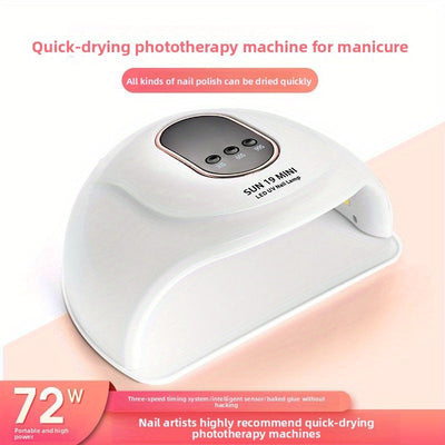 Lámpara LED para uñas de 72W con 18 cuentas, 3 configuraciones de temporizador y pantalla táctil LCD, sensor automático, máquina profesional para secar esmalte de uñas para uñas blancas y rosadas, accesorios para técnicos de uñas, producto de belleza, di