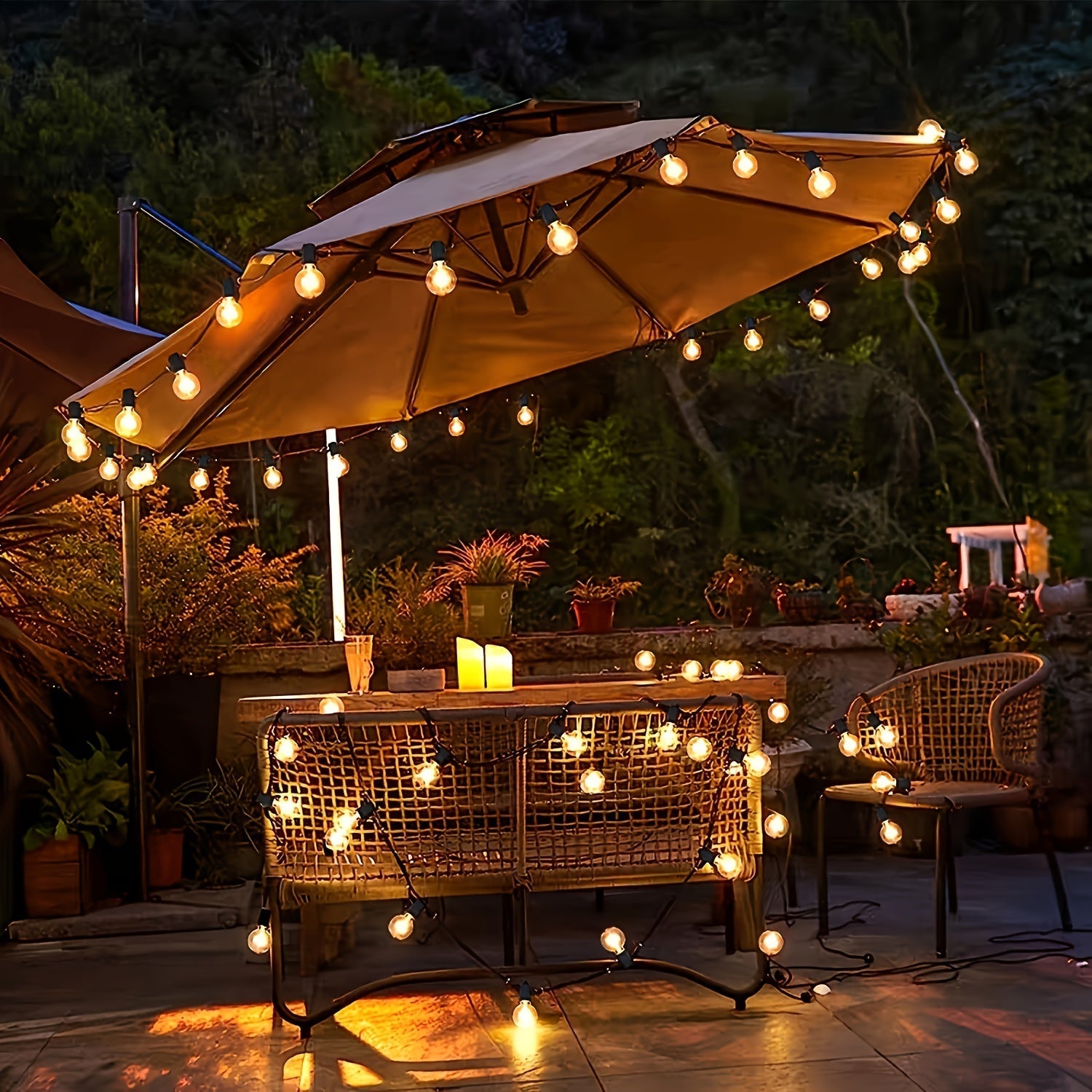 100ft/50ft/25ft/13ft Bombilla Esférica LED G40, Luces de Cadena para Patio Exterior, con 48/24/12/6 (1/2 Bombillas de Repuesto Gratis, Enchufe US), Conectables, Bombilla Edison Irrompible para Patio Exterior, Luces Colgantes para Biergarten en el Patio T