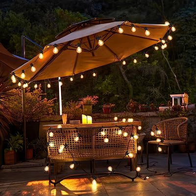 100ft/50ft/25ft/13ft Bombilla Esférica LED G40, Luces de Cadena para Patio Exterior, con 48/24/12/6 (1/2 Bombillas de Repuesto Gratis, Enchufe US), Conectables, Bombilla Edison Irrompible para Patio Exterior, Luces Colgantes para Biergarten en el Patio T