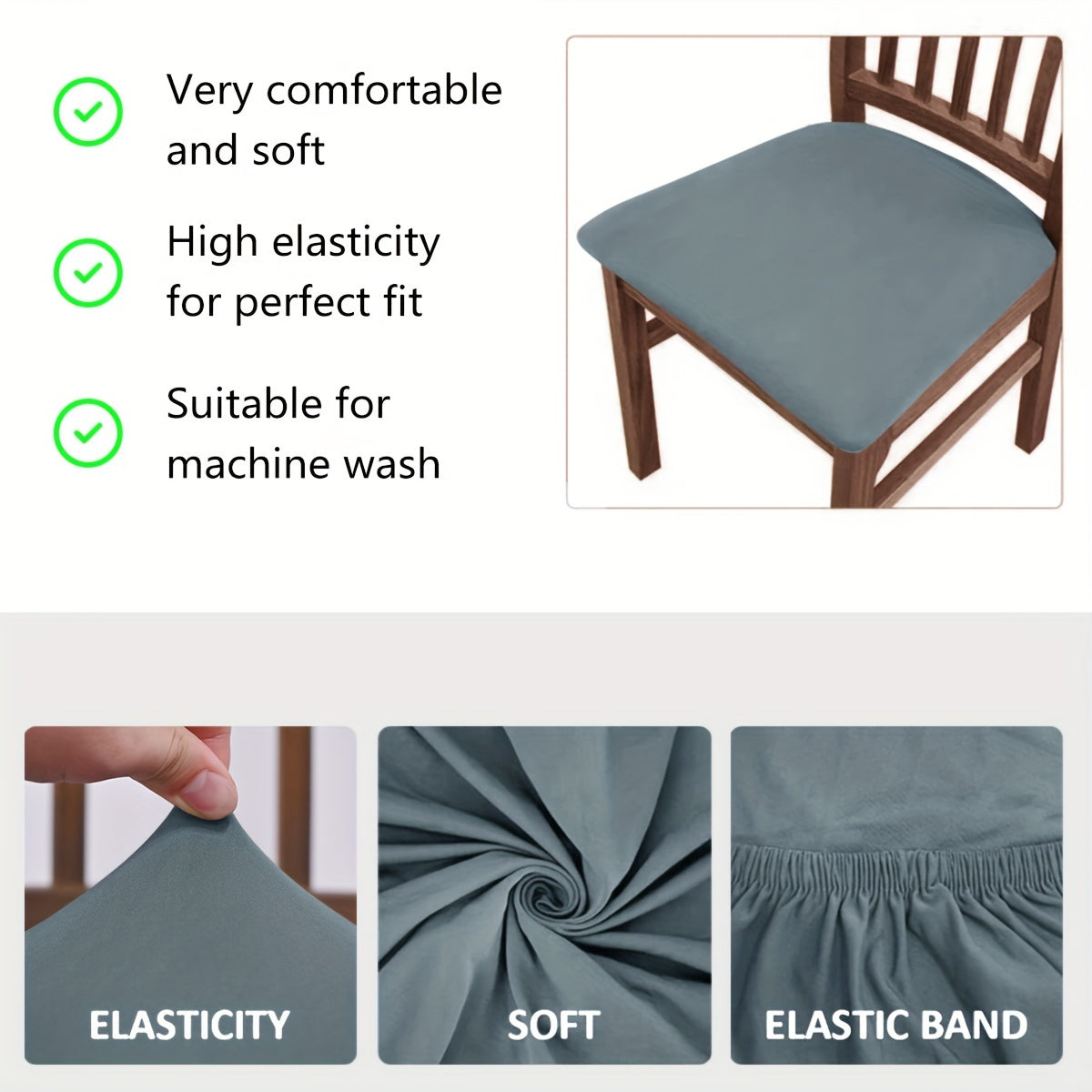 1pieza Funda de silla de colores sólidos mates de alta elasticidad, sencilla, suave y cómoda, resistente al polvo y a las manchas, funda de asiento de silla, funda de resbalón de silla adecuada para protector de silla de salón decoración del hogar