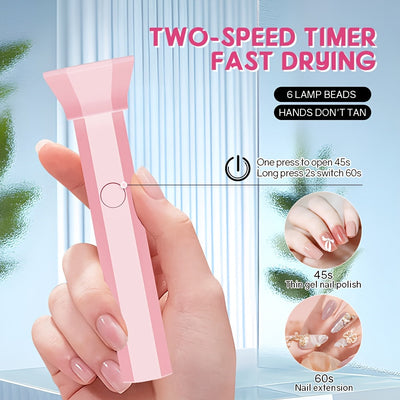 Lámpara de uñas LED portátil miniatura, lámpara de curado de esmalte de uñas USB recargable, máquina de manicura rápida, herramienta de arte de uñas