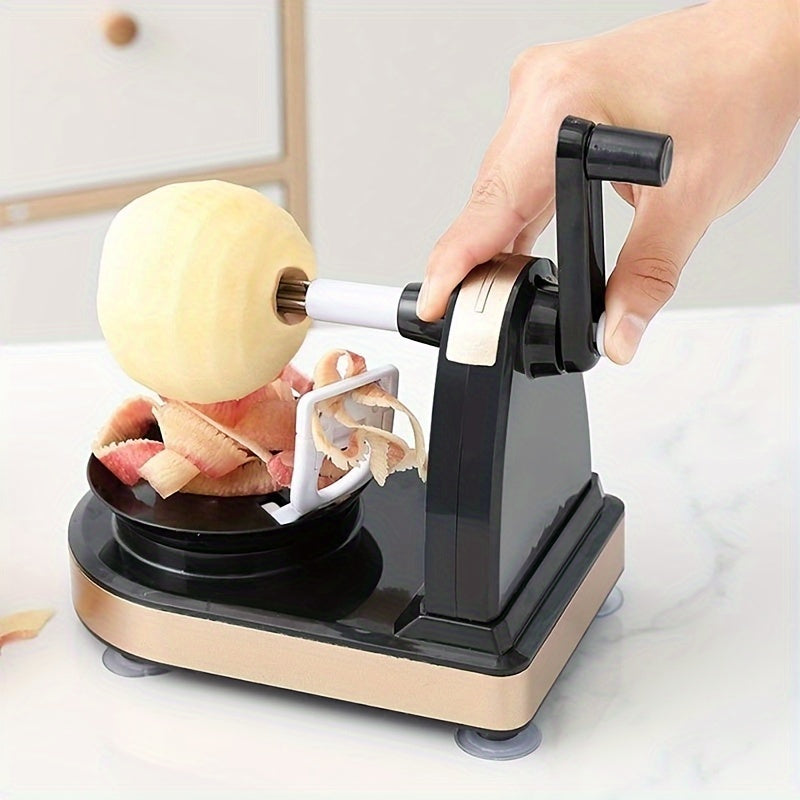 1pc Pelador de Frutas Manual de Acero Inoxidable - Rebanador Manual Multifunción con Rotación Automática, Construcción ABS Duradera, Configuración Rápida para Manzanas, Peras y Patatas - No Se Requiere Batería