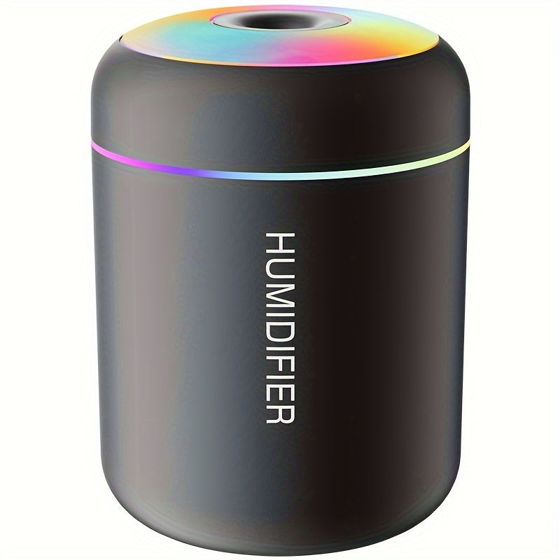 Humidificador mini de 1 pieza con cambio de color en 7 tonos y difusor de aceites esenciales por USB - Tecnología de ondas sonoras de 180 ml, niebla fresca, portátil para coche, oficina, dormitorio, alimentado por USB (sin baterías), iluminación ambienta