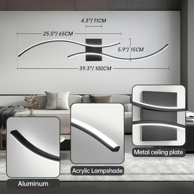 1 Lámpara de Pared LED con Diseño Moderno Ondulado - Iluminación Semiempotrada con Pantalla Metálica Desmontable, Ideal para Salas, Dormitorios, Pasillos, Escaleras, Decoración del Hogar, Hoteles, Centros Comerciales y Espacios Comerciales, Incluye Herra