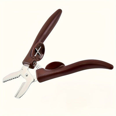 Abrelatas de Acero Inoxidable - Pinza para Nueces de Fácil Agarre, Impermeable, No Necesita Energía, Marrón Oscuro para Uso en Cocina y Comedor