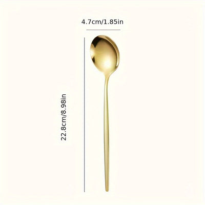 12 cucharas doradas para sopa, cucharas largas para cenar