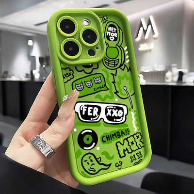 1 Funda de Teléfono Creativa con Patrón en Verde Bambú para iPhone 11, 12, 13, 14, 15, 16, iPhone 16, 15, 14, 13, 12, 11 Pro Max, XS, XR, X, 7, 8 Plus, SE, 13 Mini. Regalo Perfecto de Navidad y Halloween para Novia, Novio o Amigos
