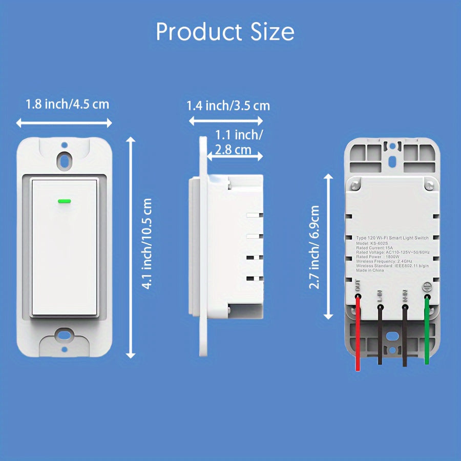 Interruptor de luz inteligente Wi-Fi YNF, control de voz, control remoto, temporizador y programación y control de grupo, compatible con Alexa y Google Home, 4 unidades